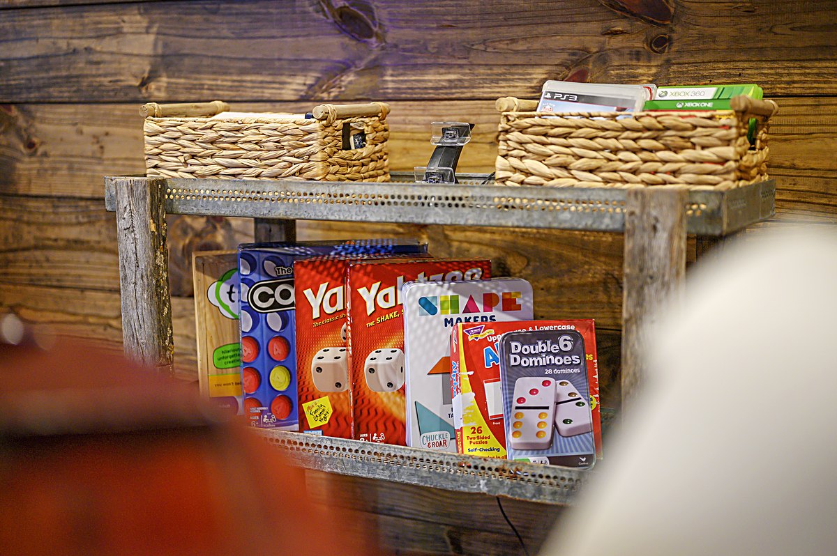 Shelf of board games